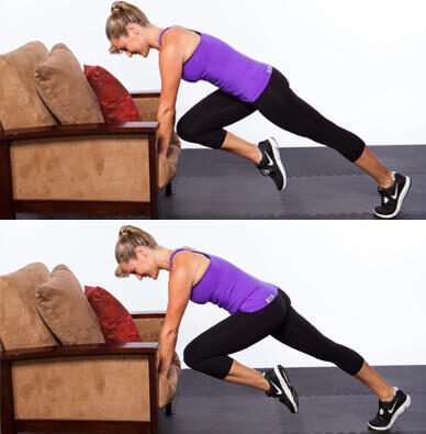 Mountain climber exercise using the couch.