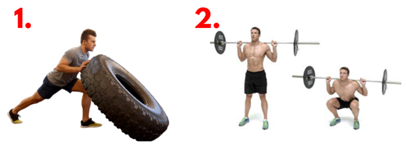 Tyre Flip and Barbell Back Squat. Thors Hammer Workout. Warrior Workouts.