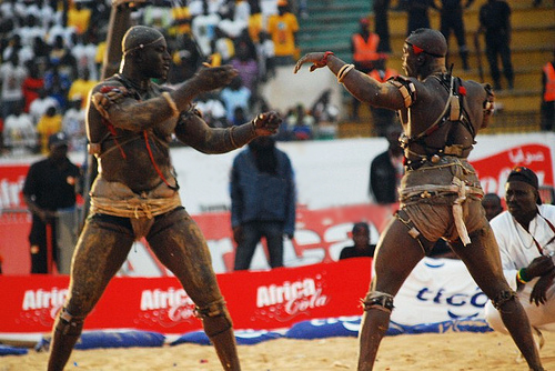 Laamb. Senegalese wrestling. Dakar, Senegal.