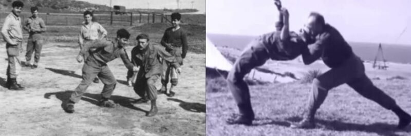Imre Lichtenfeld instructing Israeli troops during early IDF close-quarters combat training sessions.