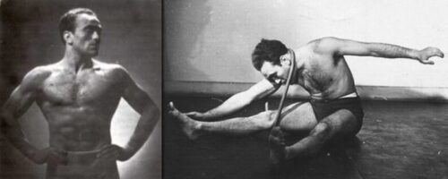 Young Imre Lichtenfeld posing during his early years as an athlete and bodybuilder before developing Krav Maga.