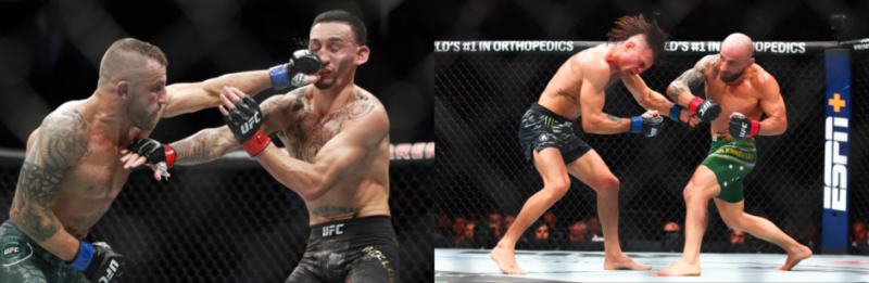 Alexander Volkanovski defeating Max Holloway to win his first UFC Featherweight Championship and later defeating Diego Lopes to reclaim the title.