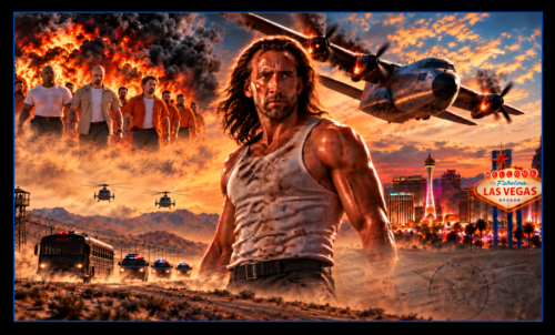 Con Air action hero workout featuring Cameron Poe, the Jailbird prison transport, Cyrus and convicts, desert pursuit and Las Vegas destruction.