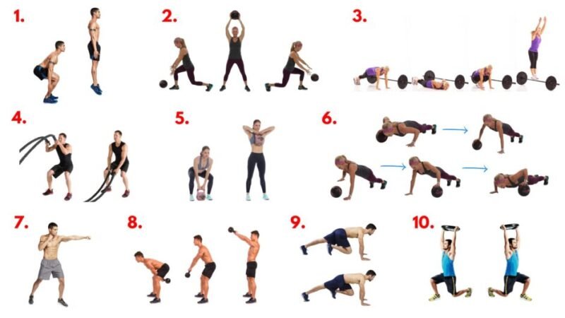 Explosive conditioning circuit from the Blade Workout – featuring kettlebell swings, med ball slams, battle ropes, burpees, and shadow boxing to build Daywalker-level speed and endurance