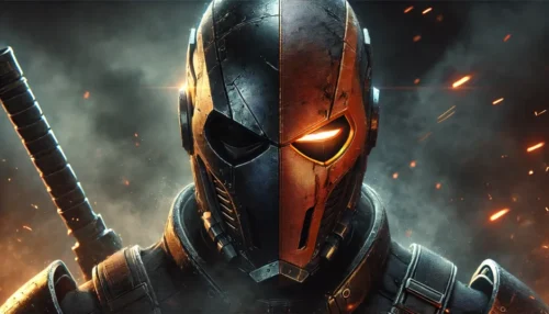 Deathstroke, DC Comics anti-hero, featured in action scene introducing the Deathstroke Workout focused on strength, conditioning, and tactical precision.