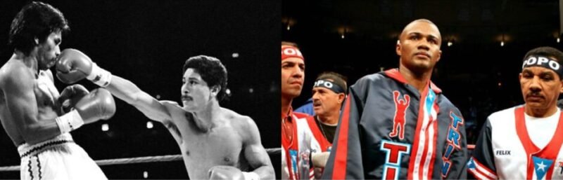 Wilfredo Gómez and Félix “Tito” Trinidad representing Puerto Rico’s proud boxing legacy of ruthless precision, explosive power, and global success.