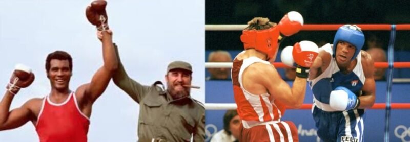 Teófilo Stevenson and Félix Savón representing Cuba’s amateur boxing dominance built on skill, movement, and national pride over professional fame.