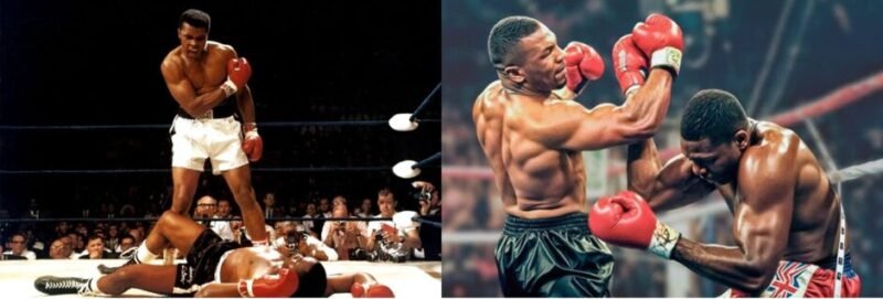 Muhammad Ali and Mike Tyson representing boxing’s Golden Era, when the sport reached its cultural and global peak.