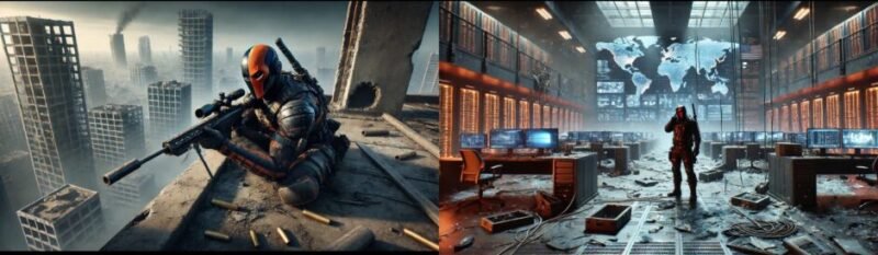 Deathstroke, DC Comics master assassin, symbolising the Deathstroke Workout emphasising power, precision, and work capacity.