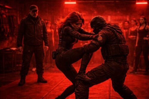 Black Widow undergoing hand-to-hand combat training representing close-quarters combat skills in Directive IV.