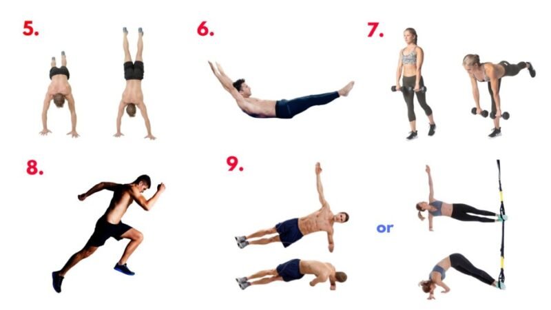 Black Widow Directive I Red Room Discipline workout showing bodyweight strength, core stability, and agility exercises.