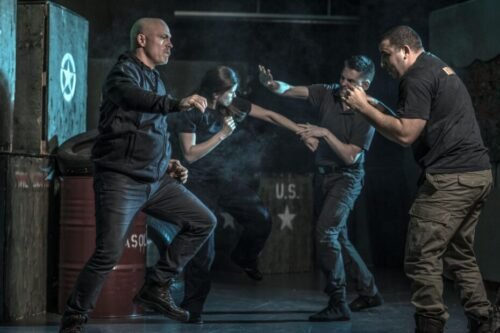 Training images showing combat sports and martial arts that influenced the development of Krav Maga, including boxing, wrestling, and judo.