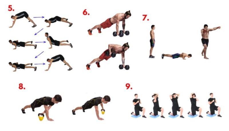 Athlete demonstrating the Parabellum workout from the John Wick Workout series, combining kettlebell flow, bodyweight exercises, and combat conditioning.