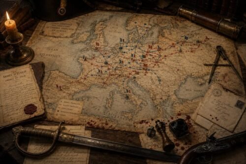 Open Napoleonic-era map of Europe, representing the diverse martial traditions, combat systems, and fighting cultures that developed across the continent.