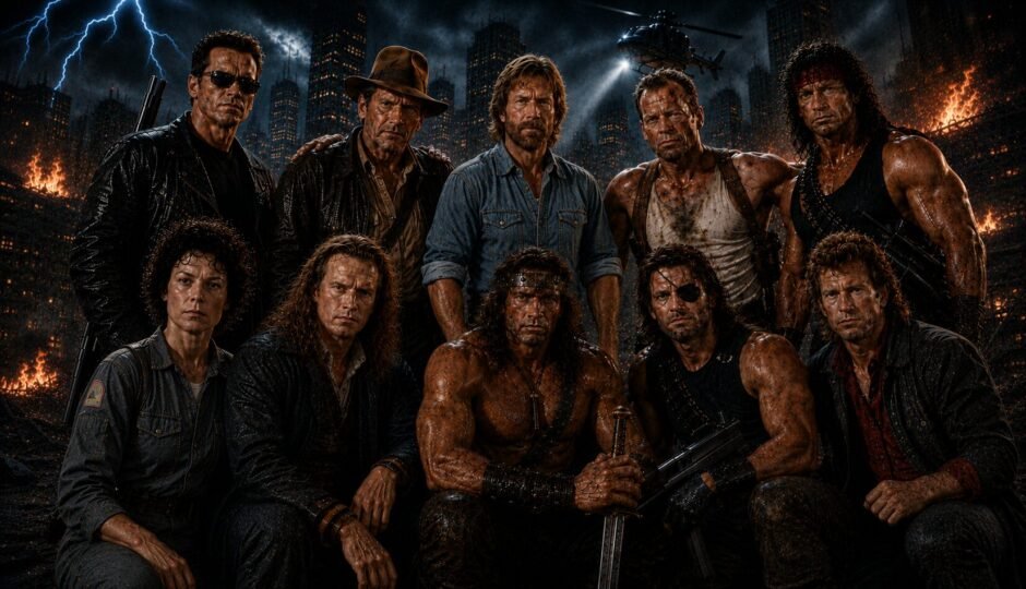 Action hero workouts inspired by classic 1980s to 2000s action films.