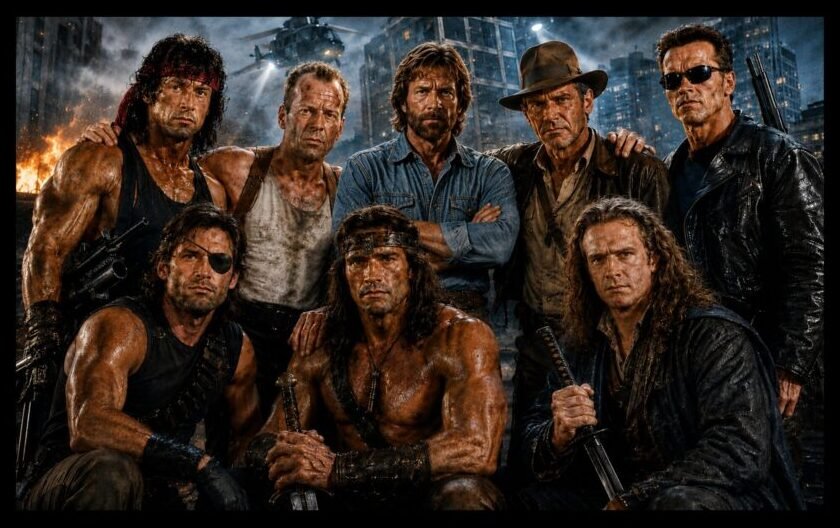 Action hero workouts inspired by classic 1980s to 2000s action films.