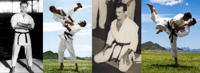 Historic portrait of Carlos Gracie and Hélio Gracie during the formative years of Brazilian Jiu-Jitsu.