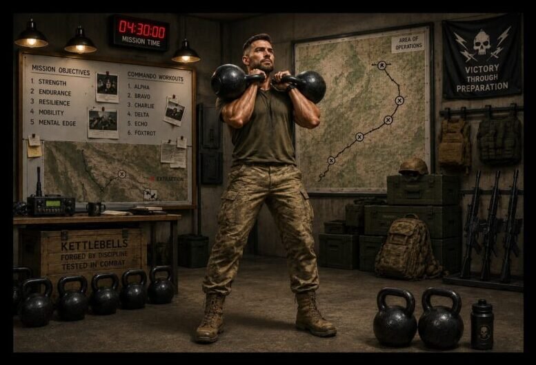 Kettlebell workouts, commando-style conditioning, fat-burning circuits, and endurance training.