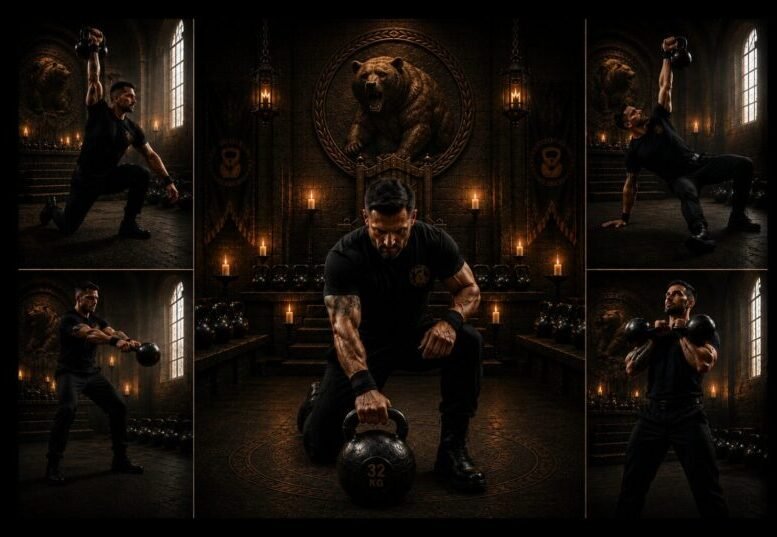 Kettlebell workouts, kettlebell exercises, strength training, and conditioning circuits.