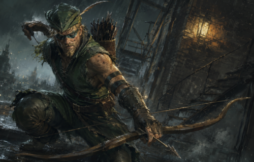 Oliver Queen returning to the streets as Green Arrow in his battered and ragged costume