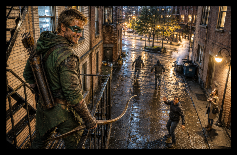 Green Arrow Quiver workout header featuring Oliver Queen returning to the streets as Green Arrow