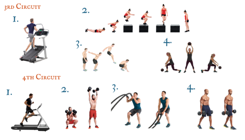 Running, kettlebell and functional fitness exercise demonstrations for The Black Dog, a timed Halloween HIIT workout.