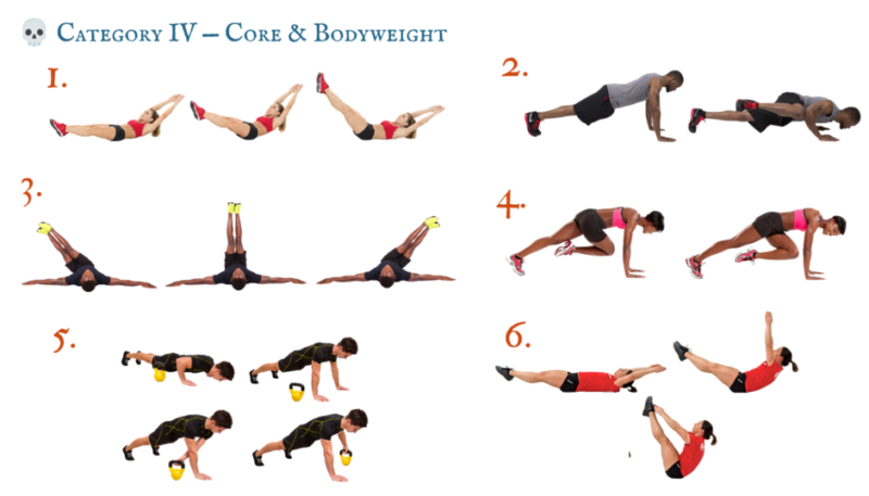 Full-body strength and conditioning exercise demonstrations for The Wraith, a competitive two-person workout featuring tactical exercise selection.